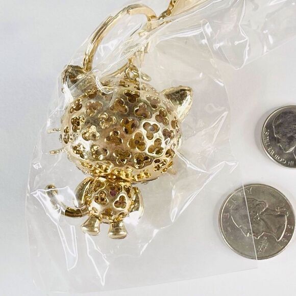 Kitty Keychain Charm- Sparkly Red & White - Picture 2 of 3